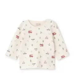 プティマイン　プリント長袖Tシャツ　ホワイト