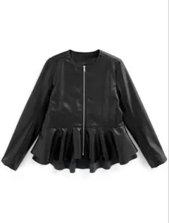 GRLペプラムレザージャケット Lサイズ ブラック