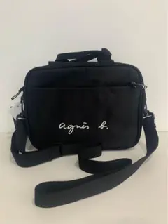 アニエスベー ロゴ ショルダーバッグ ナイロン 黒 レディースバッグ