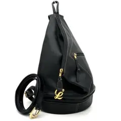 【良品✨】LOEWE ロエベ　リュック　アントン　アナグラム　ポーチ付き　革　黒 良品✨】LOEWE ロエベ リュック アントン アナグラム ポーチ付き 革 黒