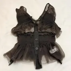 MOUSSY ギャザーチュールベスト シアー ビスチェ キャミソール グレーのサムネイル