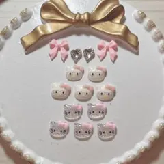キティちゃん 薄ピンク ネイルパーツ 10個セット(パーツおまけ)