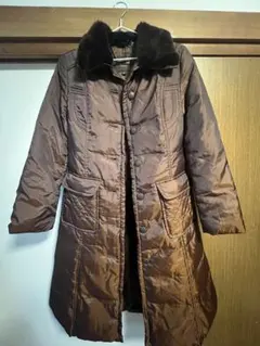 ブラウンファー付きダウンロングコートSサイズ