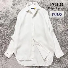 ポロラルフローレン　リネン ロングスリーブシャツ POLO刺繍 XL相当 美品