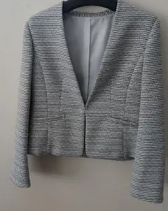 ストライプ模様 グレー系 ショートジャケット