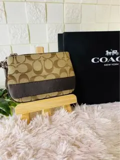 【美品】COACH コーチ シグネチャー キャンバス ポーチ 小物ケース