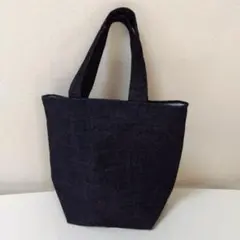 ダークブルー デニム風トートバッグ　ハンドメイド