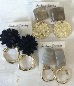 3点セット　666 ハンドメイド　樹脂　金属　ピアス　イヤリング　まとめ売り