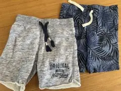 ハーフパンツ 2点セット グレー・葉柄