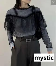 mystic ドットチュールブラウス　シースルー　セール　新品　大人可愛い