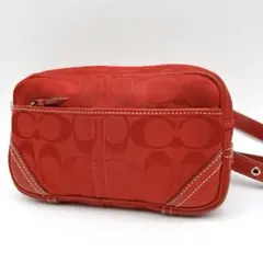 COACH ウエストポーチ シグネチャー キャンバス レッドe238