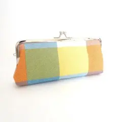 がま口 ペンケース カラフル チェック柄 眼鏡ケース G588