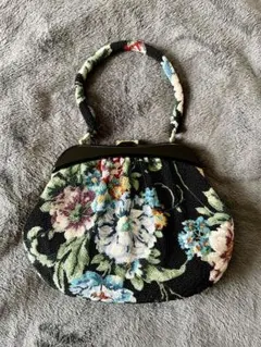 ビーズ総刺繍/総柄/花柄/がま口/ビーズバッグ ハンドバッグ 和装バッグ