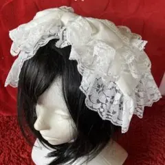 【オフホワイト】リボンカチューシャ【手作り】