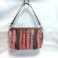 編み物バッグ　ハンドメイド　ミニバッグ　ワンハンドルバッグ