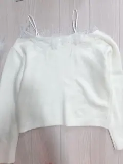 オフショルダー ホワイト ニット セーター