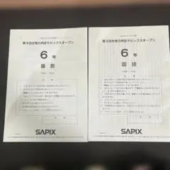 サピックス SAPIX 6年 第2回志望校判定サピックスオープン 原本 2023