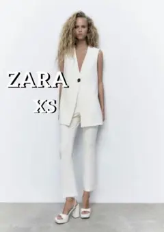 【美品】ZARA バックストラップ ジレ ホワイト