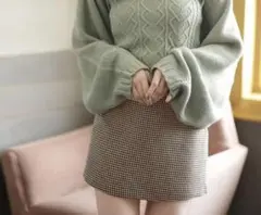 GRL grl インパン裏地付き千鳥柄台形ミニスカート tu209b