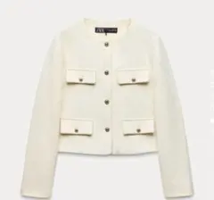 ⭐️ZARA レースコンビボタンジャケット ベージュ ナポレオン
