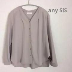 any SiS Vネック とろみブラウス グレージュ サイズ3