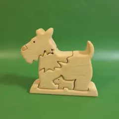 知育玩具 木のおもちや　パズル　組み木　犬の親子　 親子で組み立て 6ピースのサムネイル