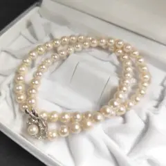 テリツヤ◎ あこや真珠 パールネックレス 約7mm 本真珠 SILVER刻印