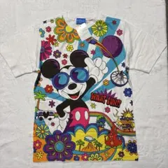 【新品タグ付・入手困難】ディズニーリゾート ミッキー 総柄 Tシャツ S レトロ