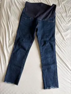 マタニティ アンジェリーベデニムパンツ カットオフ 裾フリンジ