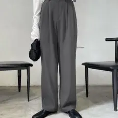 me+em select 太ベルトハイウエストカラータックスラックス