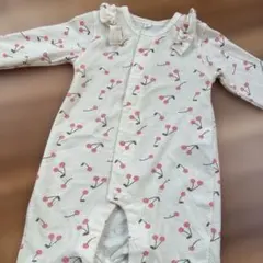 さくらんぼ柄ロンパース フリル付き
