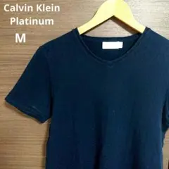 Calvin Klein Platinum ネイビー Vネック Tシャツ M
