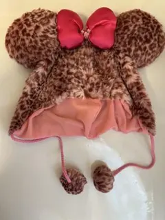 ミニーヒョウ柄ファンキャップ旧ピンク
