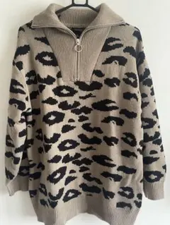 ヒョウ柄オーバーサイズニット