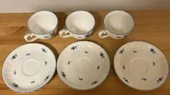 ノリタケ　クラフトーン　ブルー花柄　カップ&ソーサー 3客