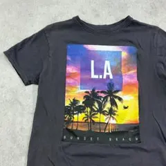 L.A　グラフィックプリント　Tシャツ　古着　チャコールグレー　キッズのサムネイル