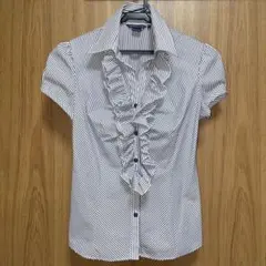 美品✨フリル着脱可 半袖シャツ Lサイズ ストライプ
