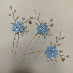 【即日～翌日発送】フラワーヘアピン　3本セット　結婚式　お呼ばれ　*a28