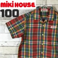 ミキハウス　MIKI HOUSE　キッズ　100　チェックシャツ　半袖　レトロ