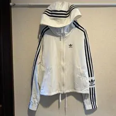 T4680*アディダス*トレフォイル*ナイロンジャケット*レディースM*白系