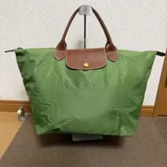 仏製】ロンシャン ルプリアージュ ナイロン トート ネオングリーン 縦 