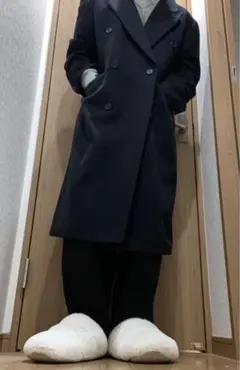 着画173cm 着丈115 ヴィンテージ　カシミア　コート　黒