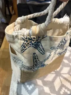 星形模様のキャンバストートバッグ