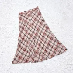 【ZARA】　ロングフレアスカート　（ＸＳ）　チェック柄　マーメイド　Ａライン