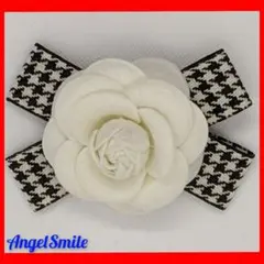 コサージュ 千鳥柄リボン ホワイト ママスーツ 入学式 入園式 卒園式 卒業式