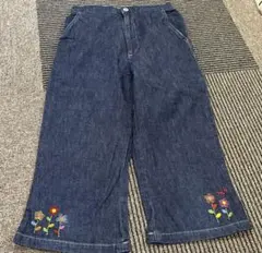 MIKI HOUSE 花柄刺繍 デニムパンツ 140