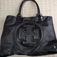 TORY BURCH トートバッグ ブラック ナイロン エナメル