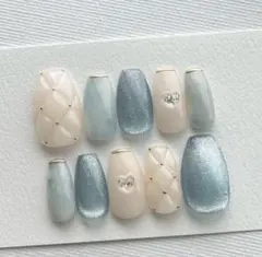 ネイルチップ ニュアンス ハート キルティング 韓国 y2k マグネット