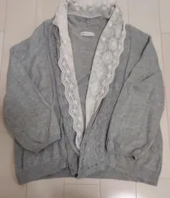earth グレー レース付きカーディガン