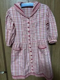 BABY PINKHOUSE 赤チェックセーラー襟 ワンピース サイズM